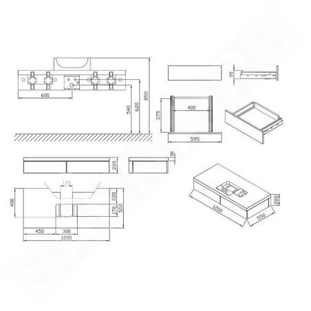 Ravak Formy - Armoire sous le lavabo 1200x550x220 mm, noyer X000001037