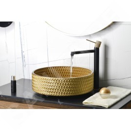 Sapho Beauty - Vasque à poser, diamètre 395 mm, sans trop-plein, or/verre TY214Z