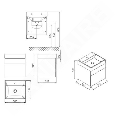 Ravak Natural - Armoire sous le lavabo 500x450x450 mm, blanc X000001051