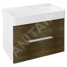Sapho Mediena - Meuble lavabo 760x510x490 mm, blanc mat/chêne graphite MD081
