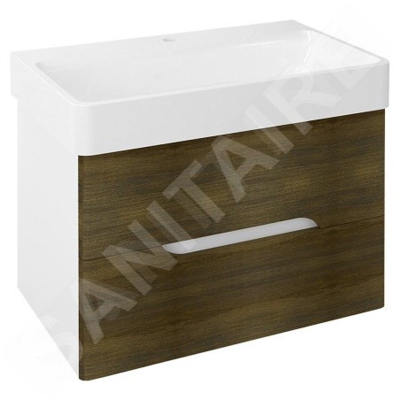 Sapho Mediena - Meuble lavabo 760x510x490 mm, blanc mat/chêne graphite MD081