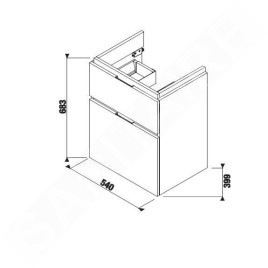 Jika Cubito Pure - Meuble sous lavabo 540x683 mm, chêne H40J4224025191