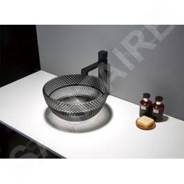 Sapho Beauty - Vasque à poser, diamètre 40 cm, sans trop-plein, noir/verre TY310