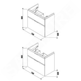 Jika Cubito Pure - Meuble sous lavabo 740x683 mm, découpe à droite, chêne H40J4254035191