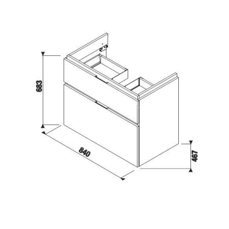Jika Cubito Pure - Meuble sous lavabo 840x683 mm, chêne H40J4264025191