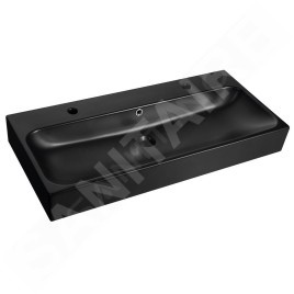 Sapho Toridi - Double lavabo 101 x 47 cm, avec trop-plein, 2 trous pour batterie, noir mat TU0222B