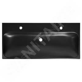 Sapho Toridi - Double lavabo 101 x 47 cm, avec trop-plein, 2 trous pour batterie, noir mat TU0222B