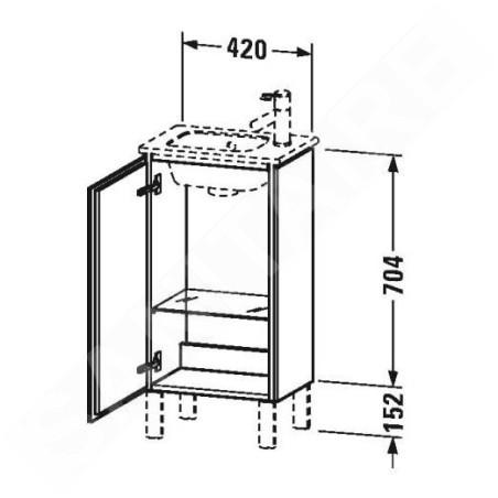 Duravit L-Cube - Meuble sous lavabo 856x420x294 mm, gauche, 1 porte, blanc brillant LC6273L2222