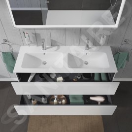 Duravit L-Cube - Meuble sous lavabo 550x1290x481 mm, 2 tiroirs, blanc brillant LC625802222