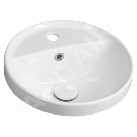 Sapho Lavabos - Lavabo, diamètre 38 cm, avec trop-plein, trou pour robinetterie, blanc TU0652