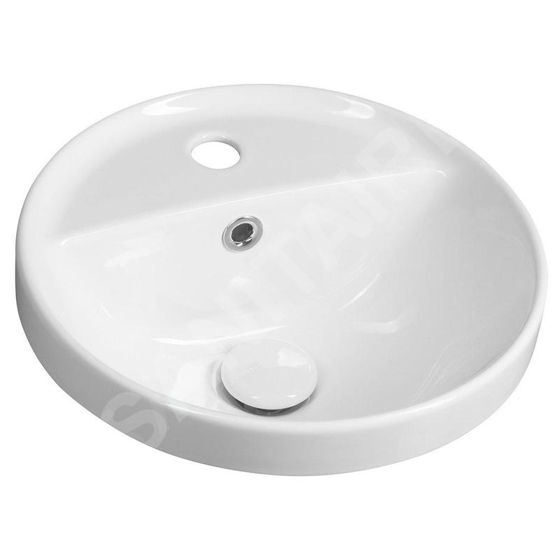 Sapho Lavabos - Lavabo, diamètre 38 cm, avec trop-plein, trou pour robinetterie, blanc TU0652 Sapho Lavabos - Lavabo, diamètre 38 cm, avec trop-plein, trou pour robinetterie, blanc TU0652