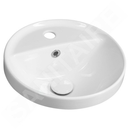 Sapho Lavabos - Lavabo, diamètre 38 cm, avec trop-plein, trou pour robinetterie, blanc TU0652