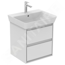 Ideal Standard Connect Air - Petite armoire lavabo 480x409x517 mm, laque blanche brillante/blanche mate E1607B2