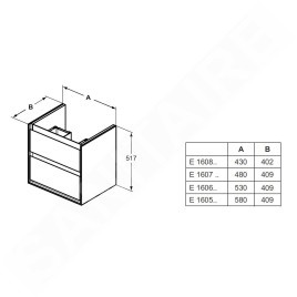 Ideal Standard Connect Air - Petite armoire lavabo 480x409x517 mm, chêne gris/laque blanche mate E1607PS