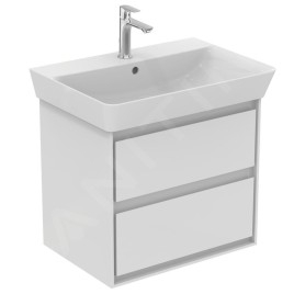 Ideal Standard Connect Air - Petite armoire lavabo 580x409x517 mm, laque blanche brillante/blanche mate E1605B2