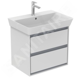 Ideal Standard Connect Air - Petite armoire lavabo 580x409x517 mm, laque blanche brillante/grise claire mate E1605KN