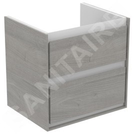 Ideal Standard Connect Air - Petite armoire lavabo 530x409x517 mm, chêne gris/laque blanche mate E1606PS