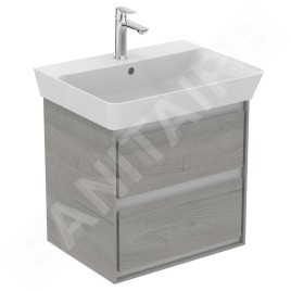 Ideal Standard Connect Air - Petite armoire lavabo 530x409x517 mm, chêne gris/laque blanche mate E1606PS