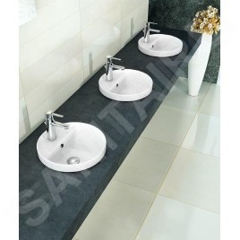 Sapho Lavabos - Lavabo, diamètre 38 cm, avec trop-plein, trou pour robinetterie, blanc TU0652