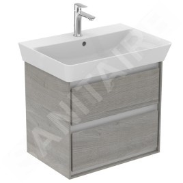 Ideal Standard Connect Air - Petite armoire lavabo 580x409x517 mm, chêne gris/laque blanche mate E1605PS