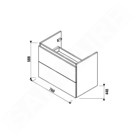 Jika Mio-N - Meuble pour lavabo 760x588x448 mm, frêne H40J7164013421