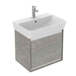 Ideal Standard Connect Air - Petite armoire sous lavabo Cube 500 mm, chêne gris clair/laque blanche mate E0842PS