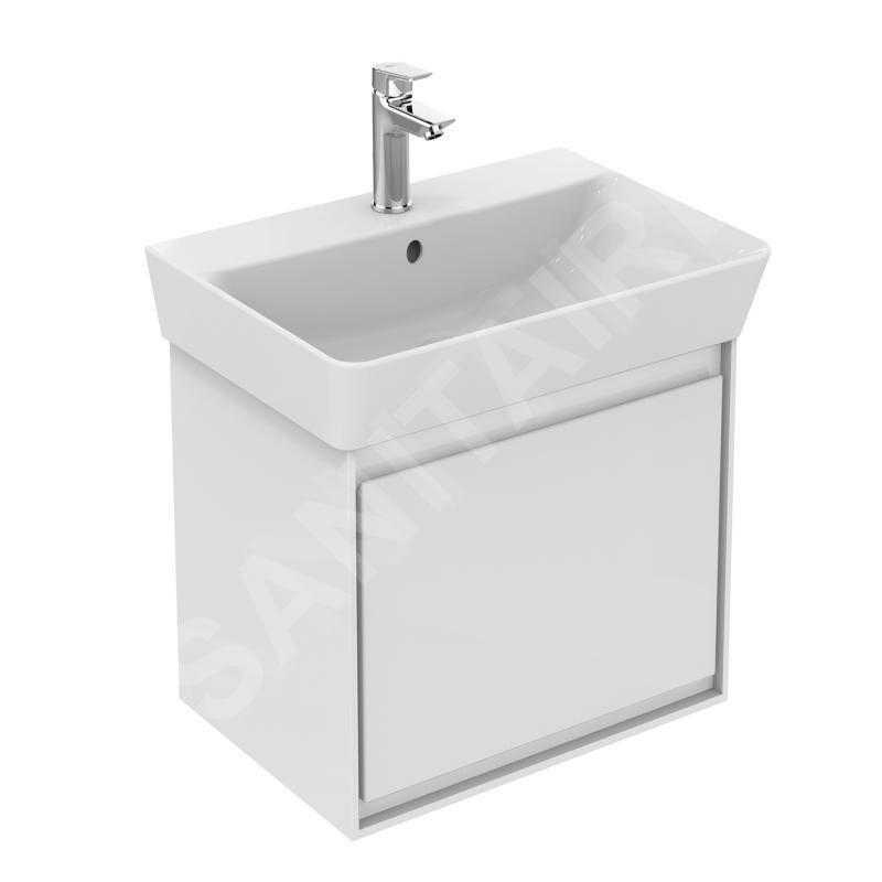 Ideal Standard Connect Air - Petite armoire sous lavabo Cube 500 mm, blanc brillant/laque grise claire mate E0842KN