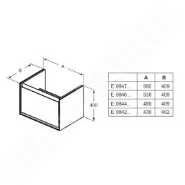 Ideal Standard Connect Air - Petite armoire sous lavabo Cube 500 mm, blanc brillant/laque grise claire mate E0842KN