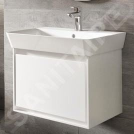 Ideal Standard Connect Air - Petite armoire sous lavabo Cube 500 mm, blanc brillant/laque grise claire mate E0842KN