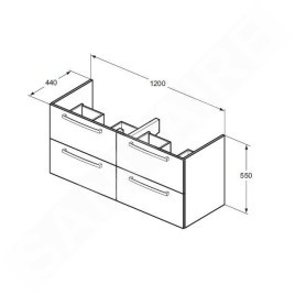 Ideal Standard Tempo - Meuble sous double vasque 1200 mm, blanc brillant E0539WG