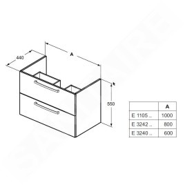 Ideal Standard Tempo - Meuble sous vasque 1000 mm, chêne cérusé E1105OS