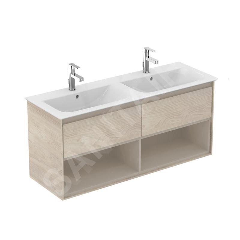 Ideal Standard Connect Air - Petite armoire sous double lavabo 1.200 mm, bois clair/laque brune claire mate E0829UK Ideal Standard Connect Air - Petite armoire sous double lavabo 1.200 mm, bois clair/laque brune claire mate E0829UK
