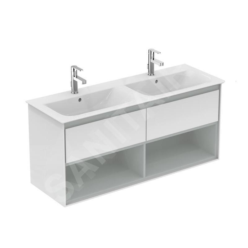 Ideal Standard Connect Air - Petite armoire sous double lavabo 1.200 mm, blanc brillant/laque grise claire mate E0829KN Ideal Standard Connect Air - Petite armoire sous double lavabo 1.200 mm, blanc brillant/laque grise claire mate E0829KN