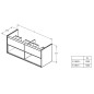 Ideal Standard Connect Air - Petite armoire sous double lavabo 1.200 mm, blanc brillant/laque grise claire mate E0829KN Ideal Standard Connect Air - Petite armoire sous double lavabo 1.200 mm, blanc brillant/laque grise claire mate E0829KN