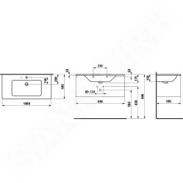 Laufen Pro S - Meuble avec lavabo, 1000x500 mm, 1 tiroirs, graphite H8609664801041