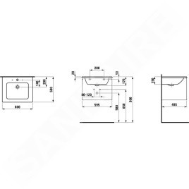 Laufen Pro S - Meuble avec lavabo, 600x500 mm, chêne clair H8609624791041