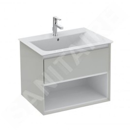 Ideal Standard Connect Air - Petite armoire sous lavabo, 600x440x517 mm, gris clair brillant/blanc mat E0826EQ