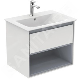 Ideal Standard Connect Air - Petite armoire sous lavabo, 600x440x517 mm, blanc brillant/gris clair mat E0826KN