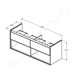 Ideal Standard Connect Air - Meuble sous double-lavabo, 1300x440x517 mm, chêne gris/blanc mat E0831PS