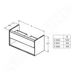 Ideal Standard Connect Air - Petite armoire sous lavabo, 1.000x440x517 mm, brun mat/blanc mat E0828VY