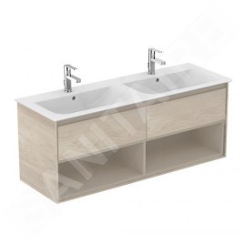 Ideal Standard Connect Air - Meuble sous double-lavabo, 1300x440x517 mm, bois clair/brun clair mat E0831UK