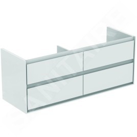Ideal Standard Connect Air - Meuble sous double-lavabo, 1300x440x517 mm, blanc brillant/gris clair mat E0824KN