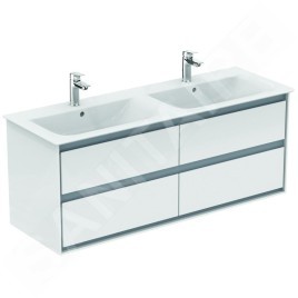 Ideal Standard Connect Air - Meuble sous double-lavabo, 1300x440x517 mm, blanc brillant/gris clair mat E0824KN