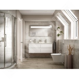 Ideal Standard Connect Air - Meuble sous double-lavabo, 1300x440x517 mm, blanc brillant/gris clair mat E0824KN
