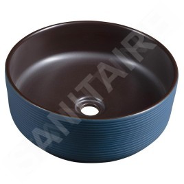 Sapho Priori - Lavabo pour plan de travail, diamètre 41 cm, sans trop-plein, brun/bleu PI033