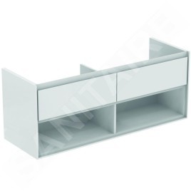 Ideal Standard Connect Air - Meuble sous double-lavabo, 1300x440x517 mm, blanc brillant/gris clair mat E0831KN