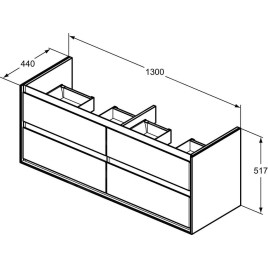 Ideal Standard Connect Air - Meuble sous double-lavabo, 1300x440x517 mm, brun mat / blanc mat E0824VY