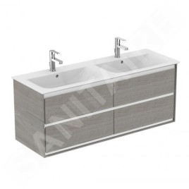 Ideal Standard Connect Air - Meuble sous double-lavabo, 1300x440x517 mm, chêne gris/blanc mat E0824PS