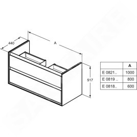 Ideal Standard Connect Air - Petite armoire sous lavabo, 1.000x440x517 mm, blanc brillant/blanc mat E0821B2