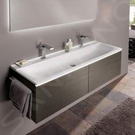 Geberit Xeno 2 - Meuble sous lavabo Varicor 1400 mm avec luminaire LED, 2 tiroirs, gris 500.346.43.1